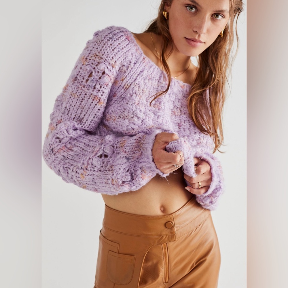 Free People Sunset Cloud Pullover sweater in Violet Glow Combo.